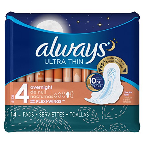 Always Ultra Thin Size 4 Overnight Pads With Wings Unscented, 14 Count (3700030165) Always uk supplements
