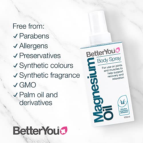 BetterYou Magnesium Oil Body Spray, Pure and Natural Source of Magnesium Chloride BetterYou uk supplements