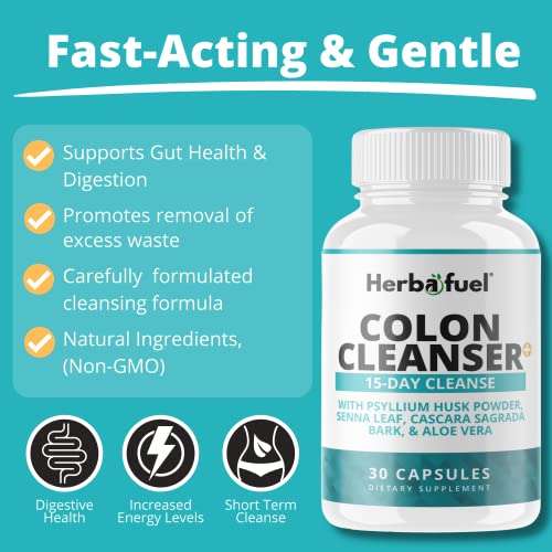 Herbafuel Colon Cleanse - Supports Detox, Gut Health, & Bloating Relief - Contains Herbs Herbafuel uk supplements