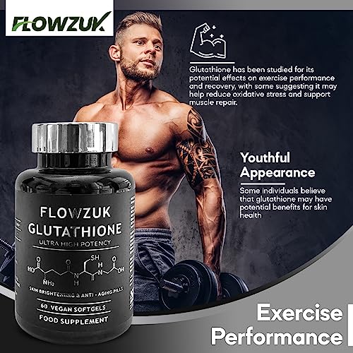 Glutathione Supplements Ultra High Strength 60 Easy to Swallow softgels with Added Vitamin C and Collagen FLOWZUK uk supplements