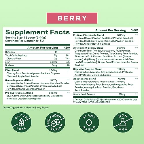 Bloom Nutrition Super Greens Powder Smoothie & Juice Mix (Berry) Bloom Nutrition uk supplements
