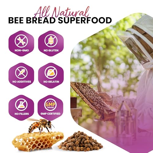 HONEYBEEZONE-Bee Bread Capsules – Nutrient-Rich Superfood for Energy Boost, Immune Support Supplement | Non-GMO, Gluten-Free, 60 Easy-to-Swallow Veggie Capsules HONEYBEEZONE uk supplements
