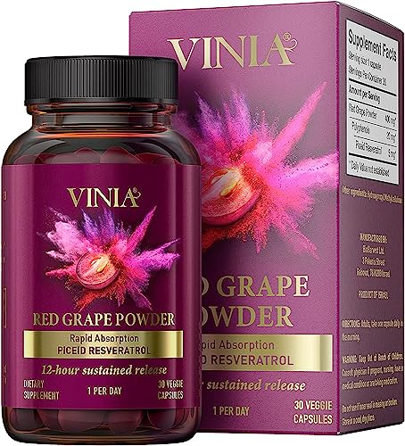 VINIA 12-Hour Sustained Release Piceid Resveratrol Supplement. Nitric Oxide Supplement VINIA uk supplements