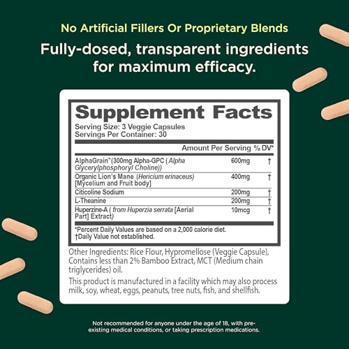 The Genius Brand Mood + Focus Nootropic – 400mg Organic Lion’s Mane, Alpha GPC & Citicoline – Memory & Focus Supplement – 30 Servings The Genius Brand uk supplements