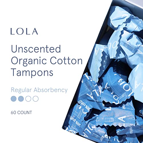 LOLA Organic Cotton Tampons, 60 Count - Tampons Regular, Period Feminine Hygiene Products LOLA uk supplements