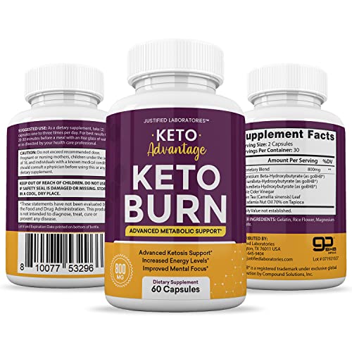 (2 Pack) Keto Advantage Keto Burn Pills Includes Apple Cider Vinegar goBHB Exogenous Justified Laboratories uk supplements