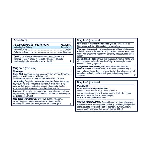 Pamprin Multi-Symptom Formula, with Acetaminophen, Menstrual Period Symptoms Relief including Cramps Pamprin uk supplements