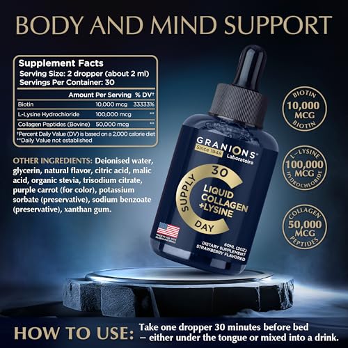 Liquid Collagen Peptides with Biotin and Lysine - Max Hair Skin and Nails Liquid Collagen Granions uk supplements