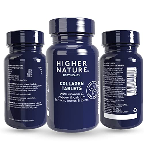 Higher Nature - Collagen Tablets - Hydrolysed Marine Collagen - Vitamin C - Calcium for Bone Support HIGHER NATURE uk supplements