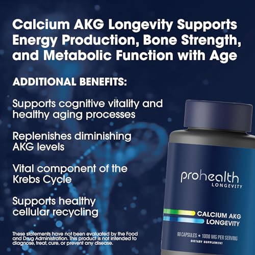 ProHealth Calcium AKG Longevity (Alpha Ketoglutarate) (1,000 mg per 2 Capsule Serving ProHealth uk supplements