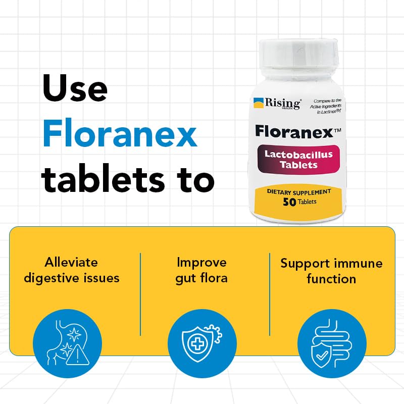 Rising Health - Floranex Tablets - Lactobacillus Probiotic Dietary Supplements - 50 Tablets Rising uk supplements