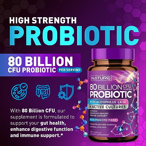 80 Billion CFU Probiotic - Daily Digestive Gut Health Supplement for Men & Women Built by Nature uk supplements