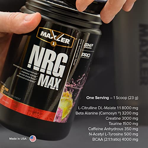 Maxler NRG MAX Pre Workout Powder with Taurine, L Citrulline Malate, Beta Alanine Creatine Maxler uk supplements