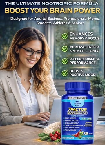 Brain Supplements for Memory & Focus - Nootropic Brain Health - Cognitive Performance, Clarity, Energy, Mental Vigor, Shilajit - Alpha Choline, Lion's Mane, Bacopa, 18 Premium Ingredients SCIENCE FORCE uk supplements