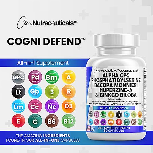 Alpha GPC Choline 300mg Phosphatidylserine 3000mg Bacopa Monnieri Clean Nutraceuticals uk supplements
