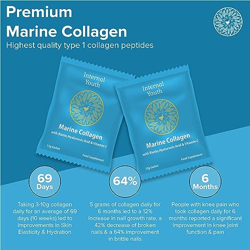 Marine Collagen Powder 10000mg with Hyaluronic Acid Biotin and Vitamin C A D3 E - Collagen Internal Youth uk supplements