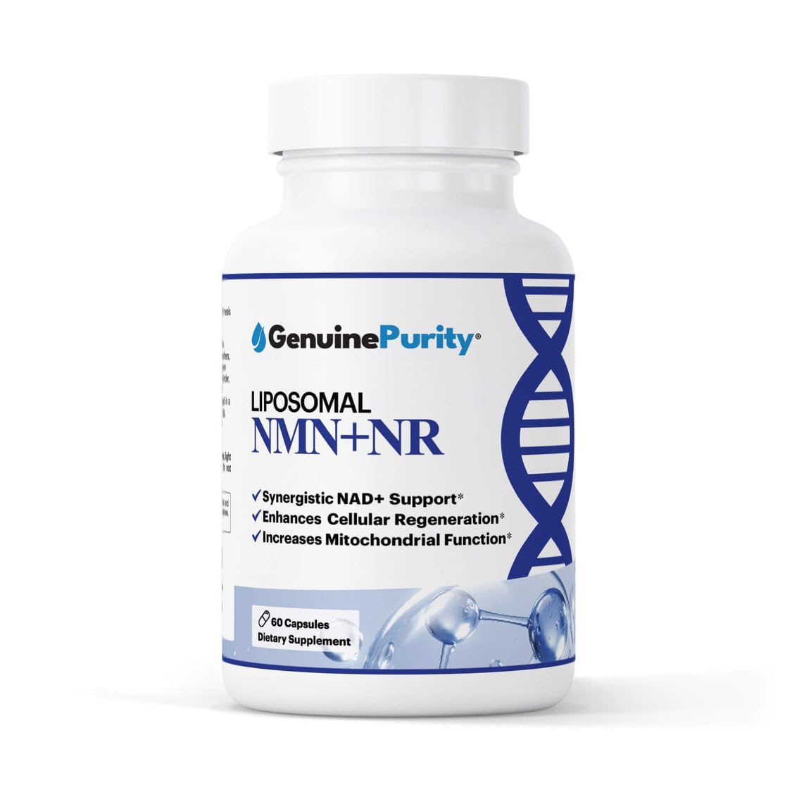 GenuinePurity - Liposomal NMN + NR Supplement - 60 Vegan Capsules to Support Cellular Health, Energy & NAD+ Levels - USA Made, Non-GMO, Gluten Free GenuinePurity uk supplements
