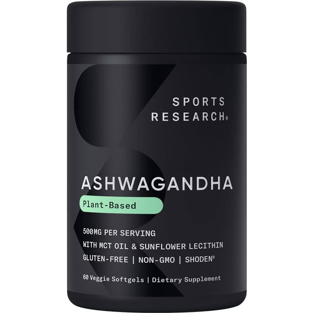 Sports Research® Ashwagandha Softgels with Coconut MCT Oil - Natural Adaptogen Sports Research uk supplements