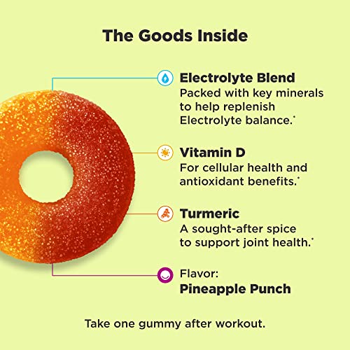 OLLY Post-Game Recover Workout Gummy Rings, Vitamin D, Turmeric, Electrolytes, Pineapple OLLY uk supplements