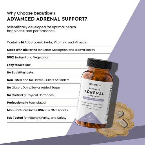 Adrenal Support for Women & Men – Cortisol Manager – Natural Stress Relief Supplement BeautiBe uk supplements
