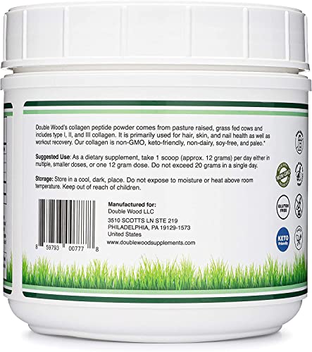 Collagen Peptides Powder - Hydrolyzed Collagen, Keto Safe - 16.08oz - Multi Type 1, 2 Double Wood Supplements uk supplements