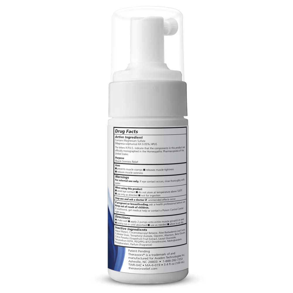 THERAWORX Relief Fast-Acting Foam for Leg & Foot Cramps and Muscle Soreness, 3.4oz Travel Size Theraworx uk supplements