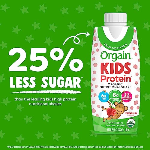 Orgain Organic Kids Nutritional Protein Shake, Strawberry - Kids Snacks with 8g Dairy Orgain uk supplements