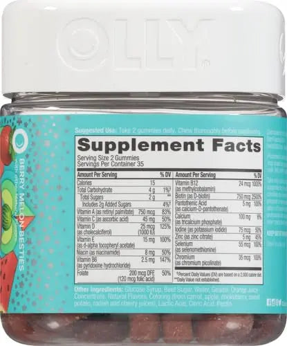 OLLY Teen Girl Multi Gummy, Healthy Skin and Immune Support, 15 Essential Vitamins, Biotin, Zinc, Calcium, Chewable Multivitamin OLLY uk supplements