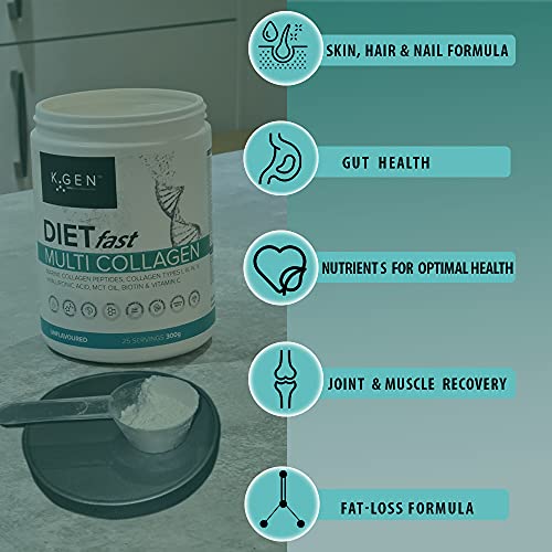 K-GEN Multi Collagen Peptides Powder Hydrolyzed Grass Fed Bovine, Wild Caught Marine | Advanced Diet Collagen Types I, III, IV & V Hyaluronic K GEN ketogenic enhancement uk supplements