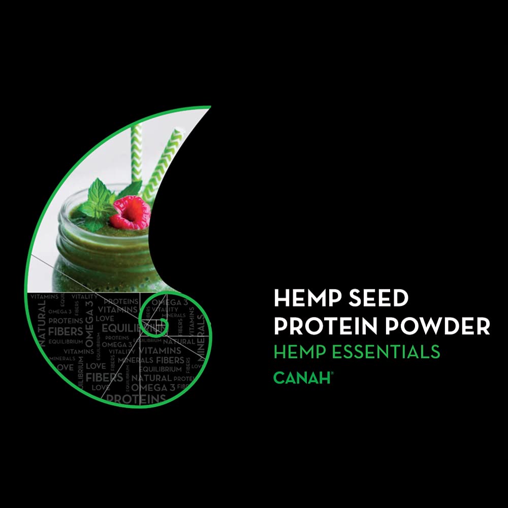 Canah® Natural Hemp Protein Powder 1 kg Vegan, High in Protein, Fibre, Omega 3 & Omega 6, Amino Acids, Vitamins and Minerals, Certified Kosher + Free Bonus Recipes Hemp Essentials uk supplements