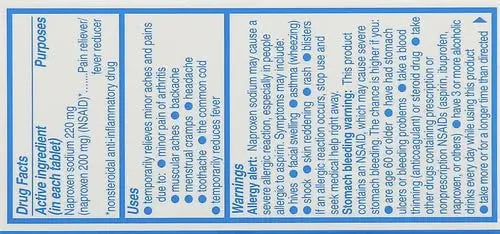 Aleve Tablets with Naproxen Sodium, 220mg (NSAID) Pain Reliever/Fever Reducer, 24 Count, Blue Aleve uk supplements