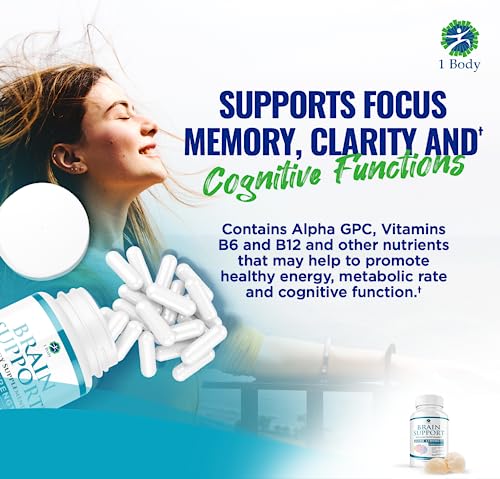 1 Body Brain Support: Twin Pack - 90 Capsules Each - Alpha GPC 1 Body uk supplements