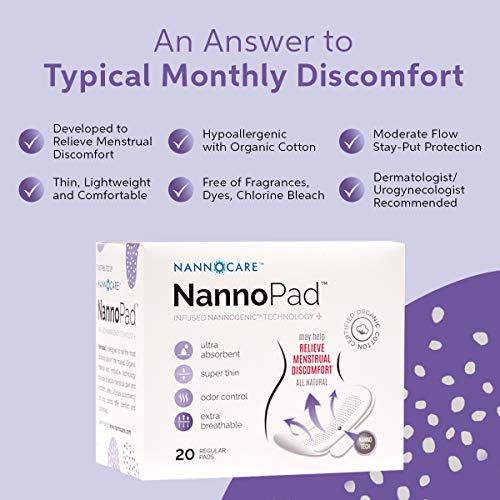 NannoPad Regular Pads for Women - Nannocare Certified Organic Cotton Pads - Pads with Wings NannoPad uk supplements