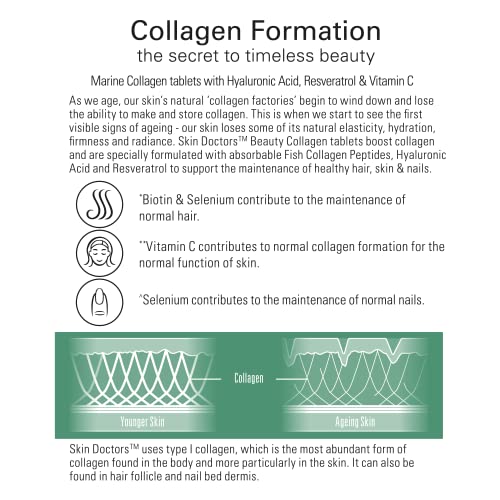 Skin Doctors Collagen Tablets | 2500mg | Hydrolysed Marine Collagen | Hyaluronic Acid Skin Doctors uk supplements