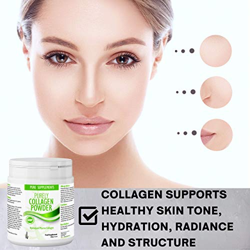 Collagen Powder Marine Supplement | Hydrolyzed Protein peptides with Hyaluronic Acid Vitamin C Biotin etc for Women Men Pure Food Supplements uk supplements