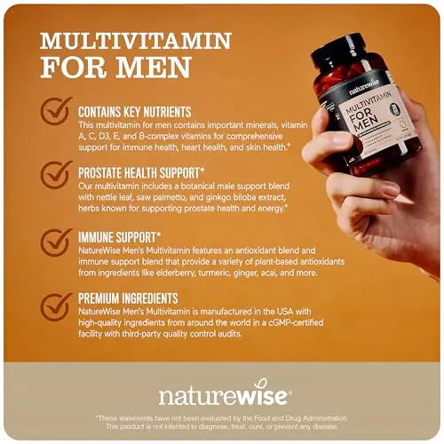 NatureWise Multivitamin for Men - Daily Male Support - Minerals & Herbs for Energy, Performance, Immunity - with Vitamin A, C, D, B-Complex NatureWise uk supplements