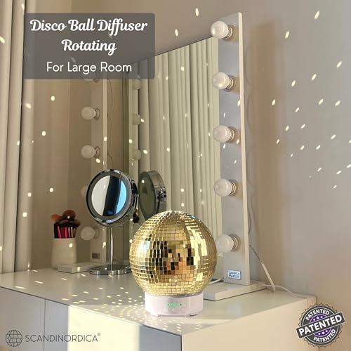 Disco Ball Diffuser Rotating - 300 ML Mirror Ball Oil Diffuser, Essential Oils Diffusers for Home SCANDINORDICA uk supplements