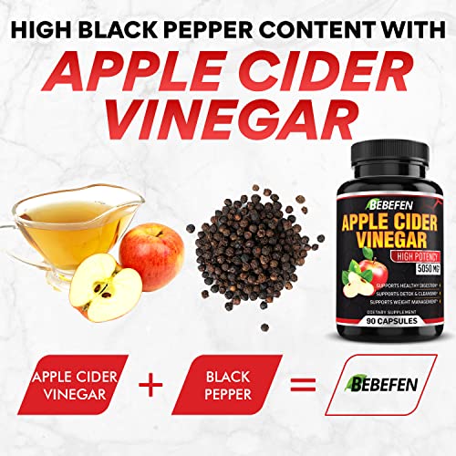 Apple Cider Vinegar Capsules - 5050mg Formula Pills with Black Pepper Extract BEBEFEN uk supplements