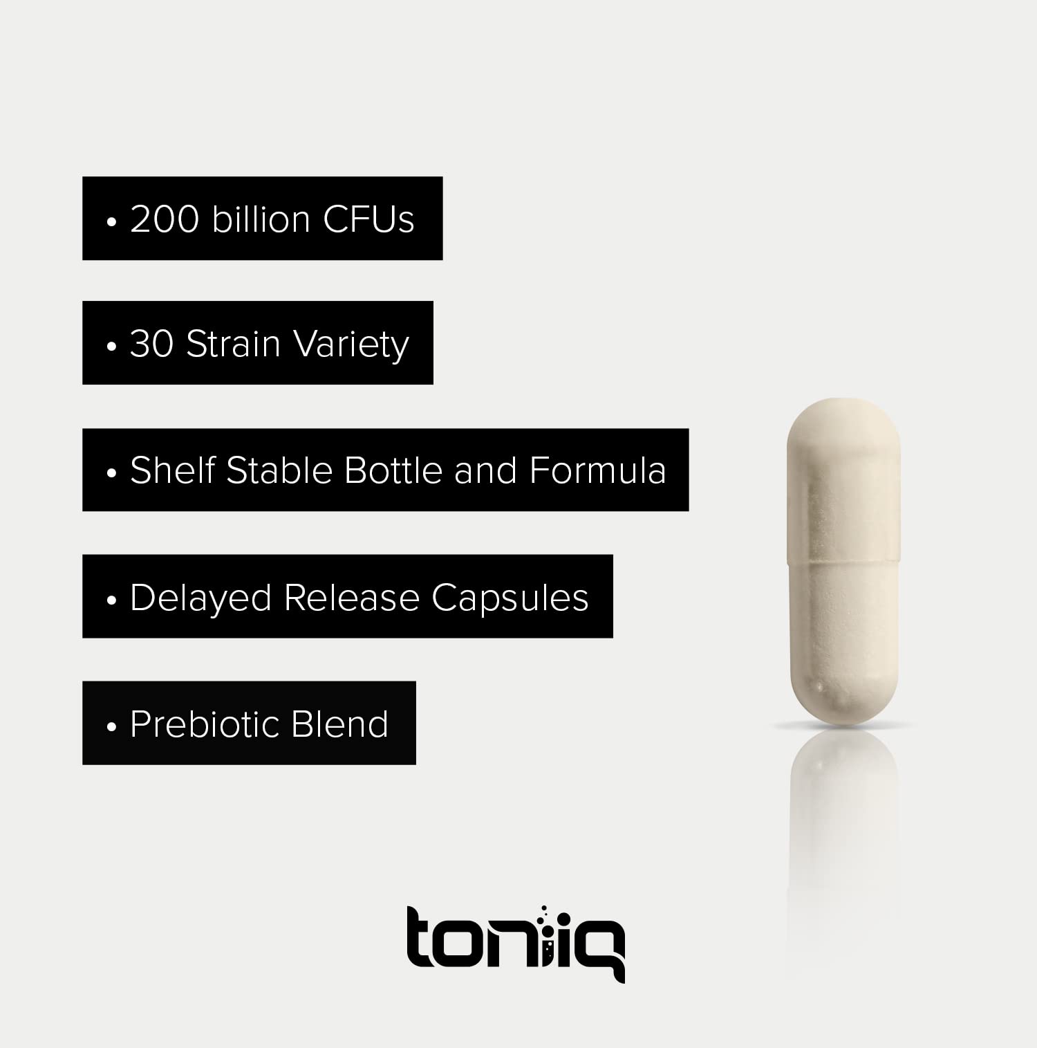 Toniiq 200 Billion CFU Probiotic Supplement 30 Verified Third-Party Tested Strains - Fully Shelf-Stable Probiotics Formula with Prebiotic Blend - Extended Release Capsules Toniiq uk supplements