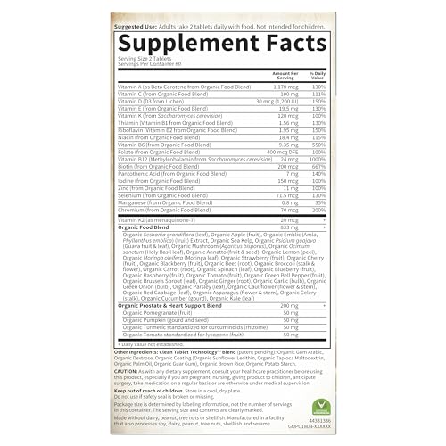 Garden of Life Organics Men's 40+ Multivitamin with Prostate Support, B12 & Vitamins – Vegan Daily Whole Food Multivitamin, Non-GMO, Certified Organic, 120 Tablets Garden of Life uk supplements