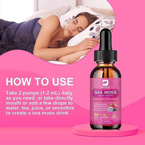 3000mg Sea Moss Liquid Drops - Black Seed Oil & Irish Sea Moss Gel B BEWORTHS uk supplements