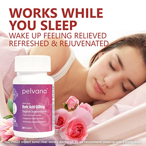 Pelvana Boric Acid Suppositories for Women 30 - for Vaginal pH Balance, Odor Control, Itching, & Discharge Pelvana uk supplements