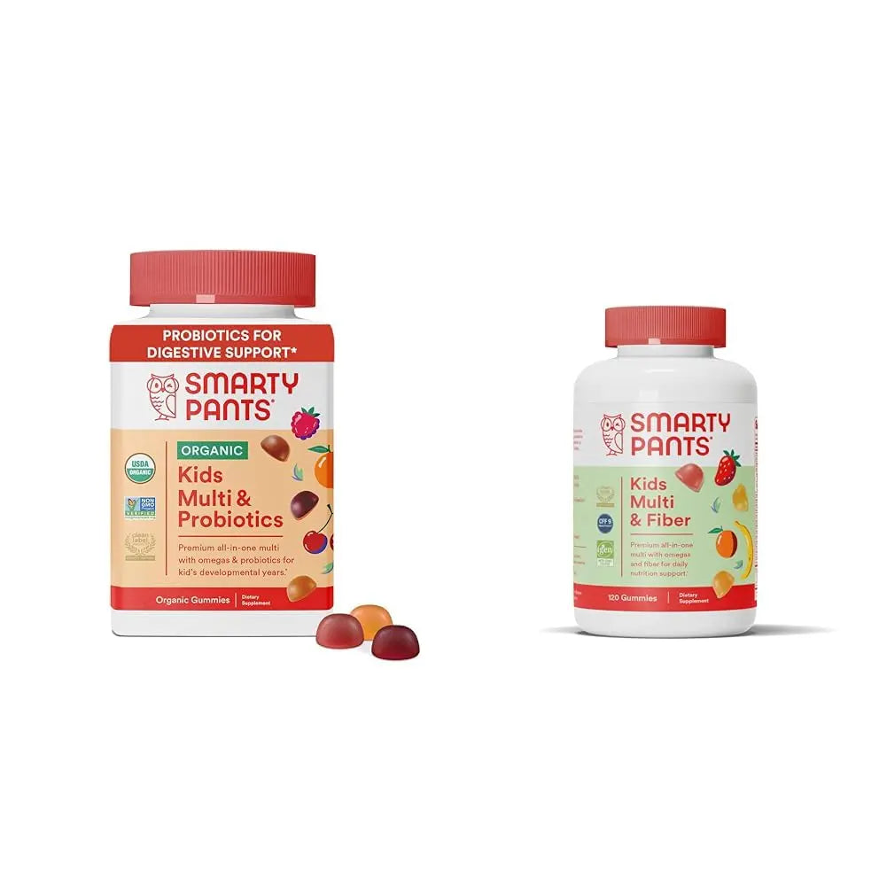 SmartyPants Organic Kids Multivitamin Gummies: Probiotics, Omega 3 (ALA) & Kids Multivitamin Gummies and Fiber Supplement: Omega 3 Fish Oil (EPA/DHA), Vitamin D3, C, Vitamin B12 SmartyPants uk supplements