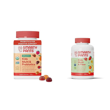 SmartyPants Organic Kids Multivitamin Gummies: Probiotics, Omega 3 (ALA) & Kids Multivitamin Gummies and Fiber Supplement: Omega 3 Fish Oil (EPA/DHA), Vitamin D3, C, Vitamin B12 SmartyPants uk supplements