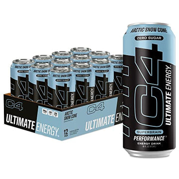 C4 Ultimate Sugar Free Energy Drink 16oz (Pack of 12) | Arctic Snow Cone | Pre Workout Cellucor uk supplements