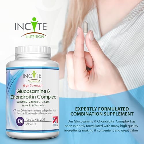 Glucosamine and Chondroitin High Strength Complex with MSM, Vitamin C, Ginge Incite Nutrition uk supplements