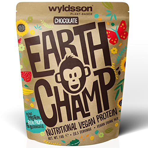 Vegan Protein Powders (1kg) - 28 Servings - EarthChamp by Wyldsson - Plant Based Chocolate Wyldsson uk supplements