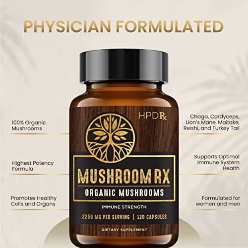 HPD Rx Mushroom Rx Organic Mushroom Extract Blend Max Immunity Dose, Lion’s Mane HPD Rx uk supplements