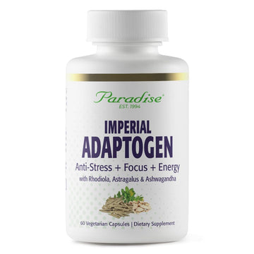 Paradise Herbs, Imperial Adaptogens, with Ashwagandha, Astragalus, Rhodiola, Proprietary Adaptogen Blend for Stress Support, Focus & Energy, 60 Vegetarian Capsules Paradise Herbs uk supplements