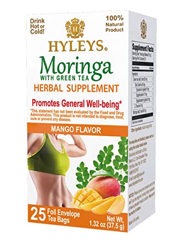 Hyleys Tea Moringa Oleifera with Mango Flavor - 25 Tea Bags (Miracle Tree Tea) HYLEYS uk supplements
